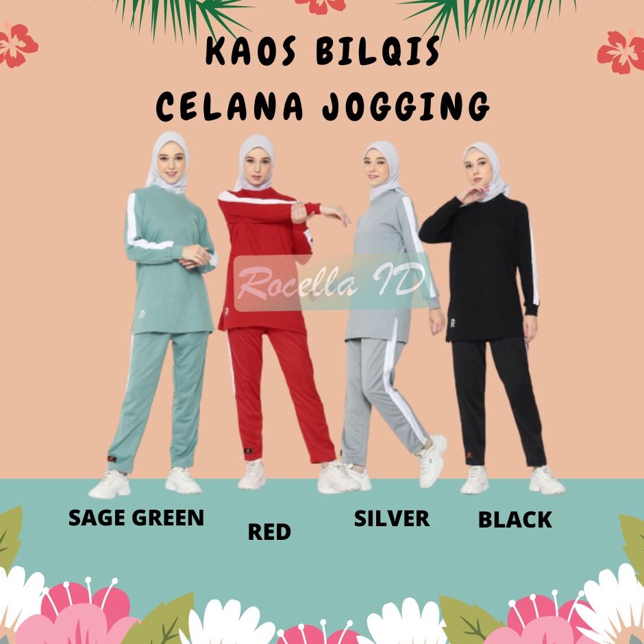 ✹0vU ROCELLA KAOS BILQIS CELANA JOGGING, BAJU OLAHRAGA WANITA , CELANA OLAHRAGA WANITA , KAOS OLAHRA