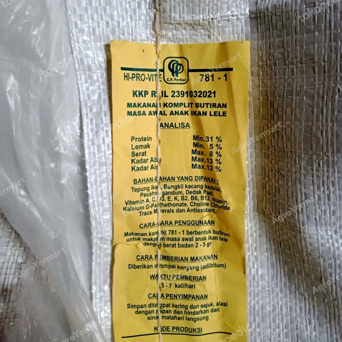 Pakan Ikan Lele Nila Pelet Hi Pro-Vite 781 - 1 1 Karung Full