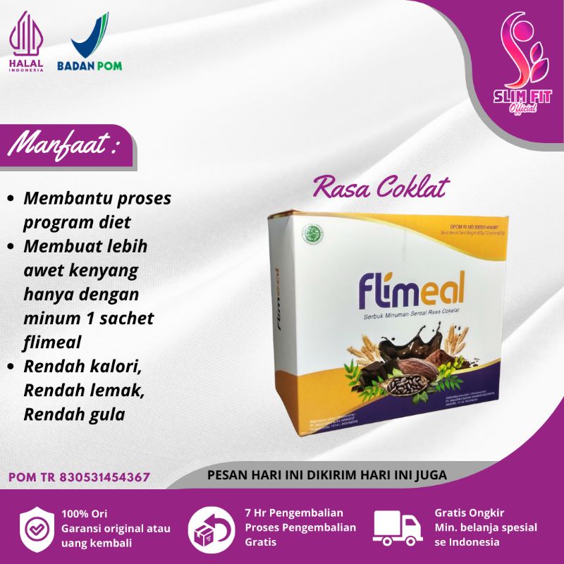 

Flimeal Flimty Meal Replacement Sereal Diet 1 Box isi 12 Sachet - Rasa Coklat Vegan