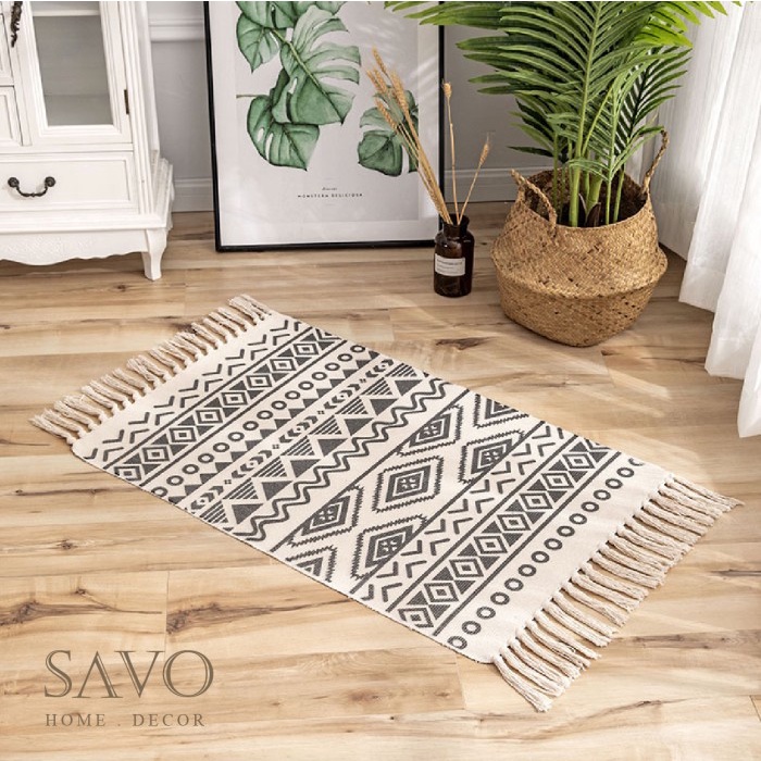Karpet Rumbai / Bohemian Tassel Rug Carpet Scandinavian