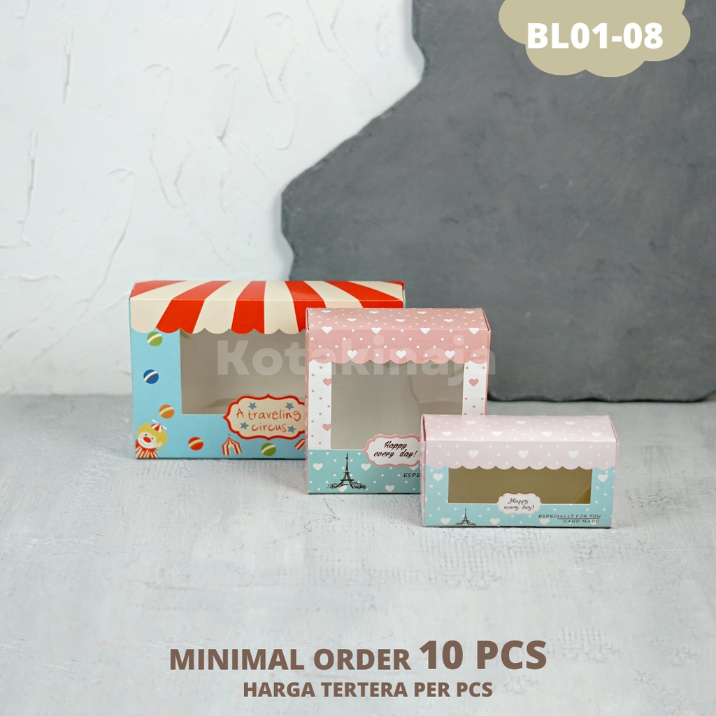 

Box Kue / Box Macaroon / Box Mochi / Kotak macaroon / Kotak Mochi / Dus Motif I BL01-BL08
