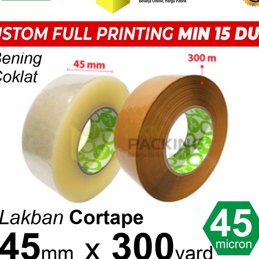 

(➛P㊖Z-5> Lakban 45mm x 300yard JUMBO CORTAPE Plakban Isolasi TAPE TERMURAH /SATUANlaangsung.kirim.