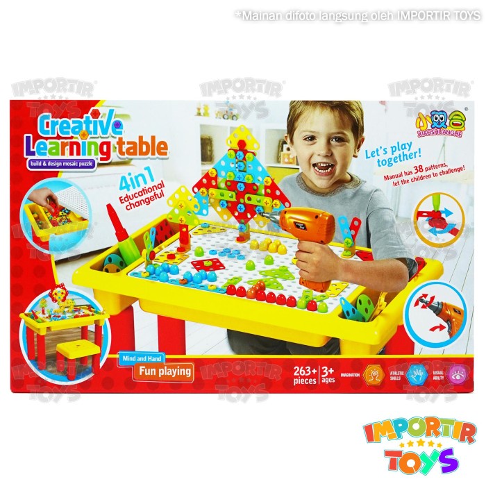 PROMO SET MEJA KURSI LEGO LEARNING TABLE PERALATAN BELAJAR DAN BERMAIN ANAK TERBARU