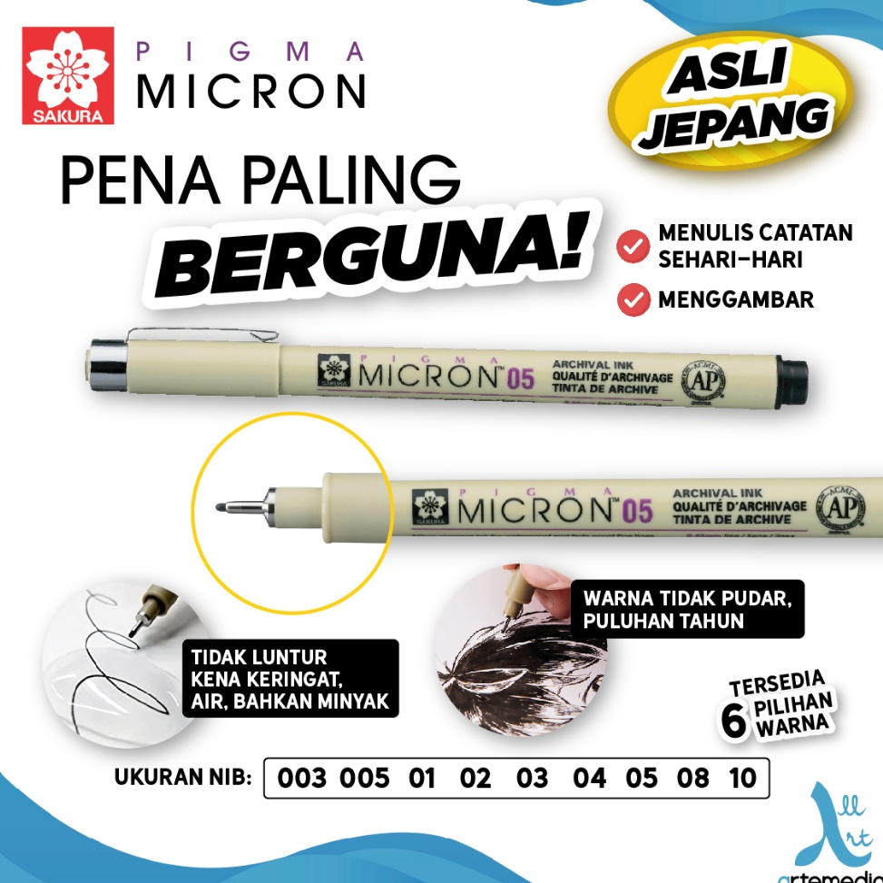 

Bestseller_Drawing Pen Sakura Pigma Micron 01 02 03 04 05 08 Pigment Ink Pulpen Gambar - Bisa untuk menulis Rapor dan Ijazah