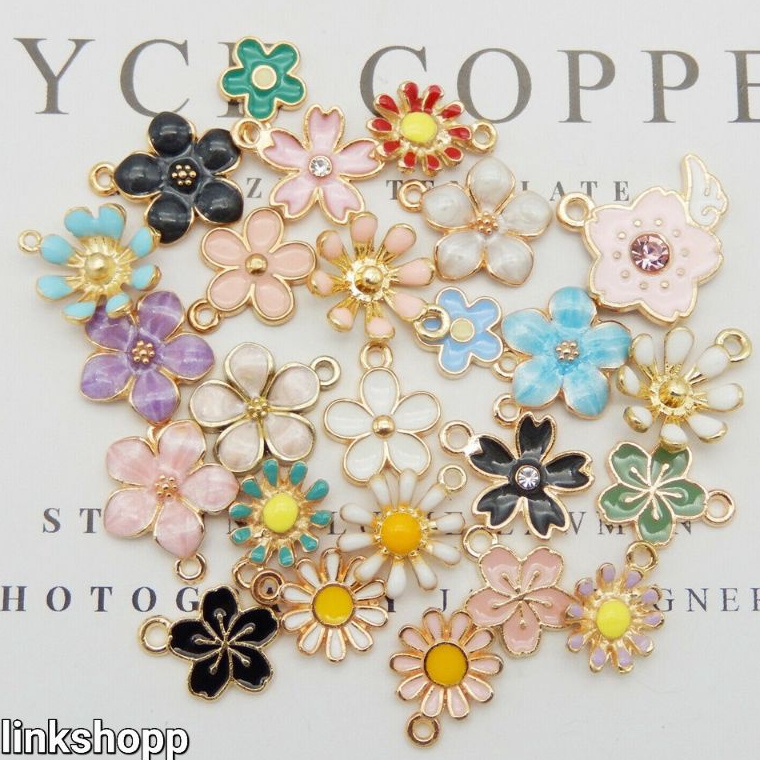 [JKZ] CHARM ENAMEL BUNGA PAKET BUNGA 10PCS ↕Murah