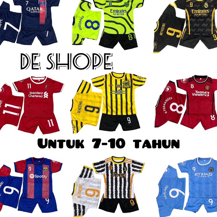 Ready Stok SETELAN BAJU BOLA ANAK TERBARU UNTUK UMUR 7-10 TAHUN TERMURAH KAOS OLAHRAGA FUTSAL LAKI s