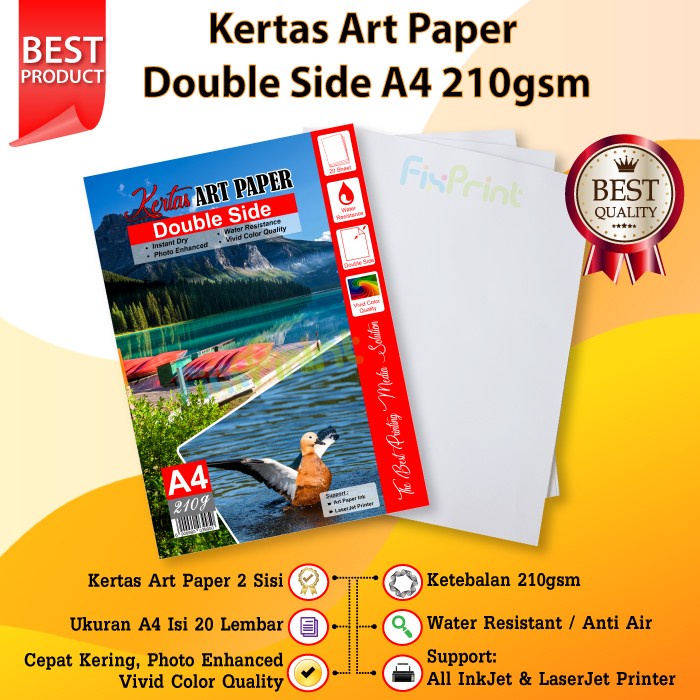 

best seller kertas print foto photo paper 210gsm 210 gram a4 20 lembar