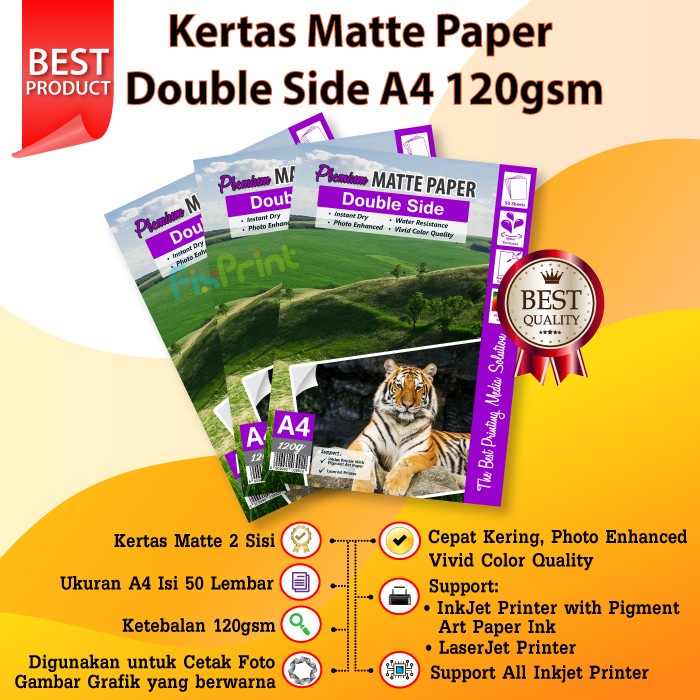 

best seller kertas matte paper double side a4 120gsm - kertas printer a4 50 lembar