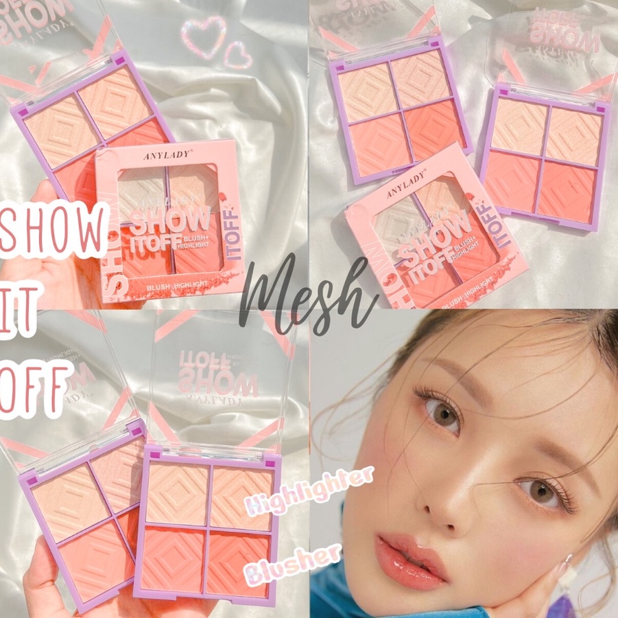 

Diskon Promo`SHOW IT OFF Blush Highlight - Anylady Blusher Highlighter Eyeshadow Make Up Palette 813B