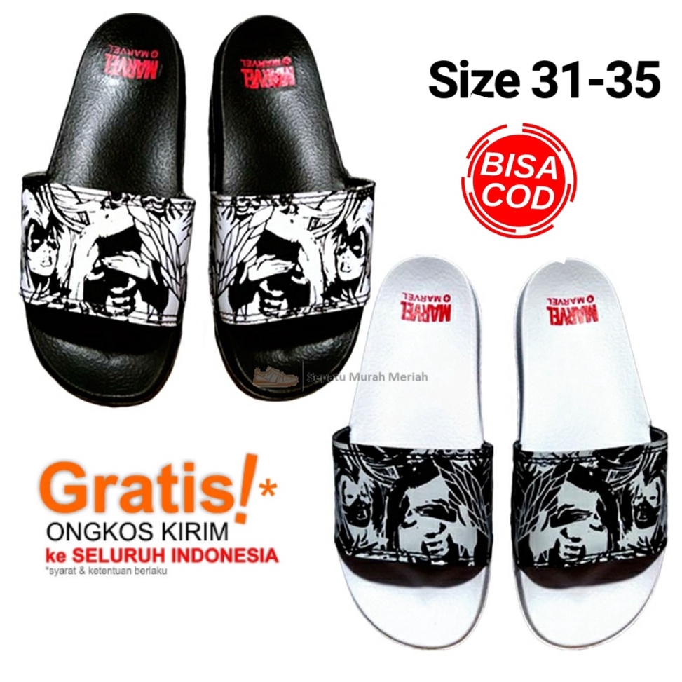 RBJC1586  Sendal Kids Anak Slop Marvel Vans Black Premium / Sandal Kasual Pria / Sandal Slide / Sand