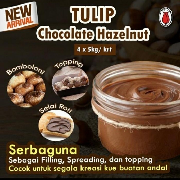 

Selai / filling Coklat Hazelnut Tulip 1 kg khusus grab dan gojek