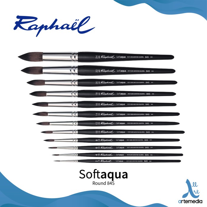 

Terlaris Kuas Lukis Raphael 845 Round Softaqua Synthetic Brush Short Handle