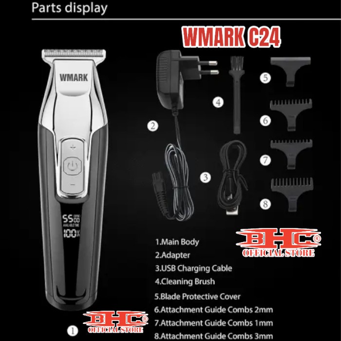 wmark trimer cordless original mesin cukur cas
