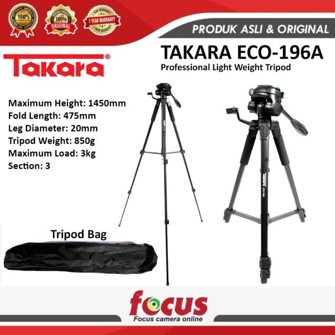 Tripod Takara ECO-196A For Kamera Mirroless DSLR Canon Sony Nikon Fuji