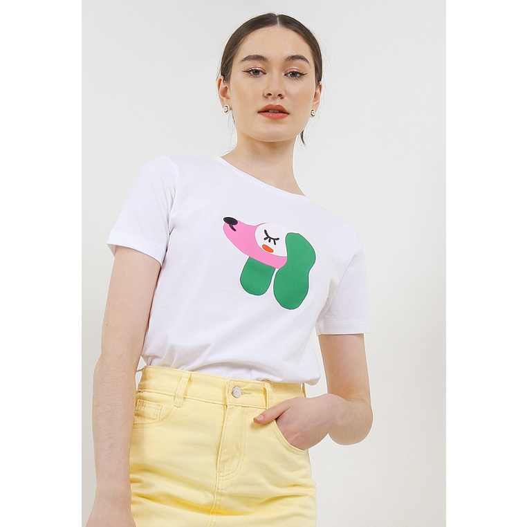 Kaos Hush Puppies Original Wanita Pakaian Regular fit Traveling Asli 100% Simple Liunic Parava Graph