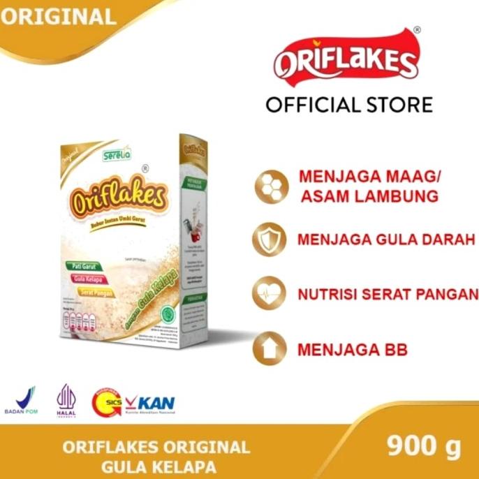 

Oriflakes Original 900 gr Gula kelapa sereal umbi garut sehat alami