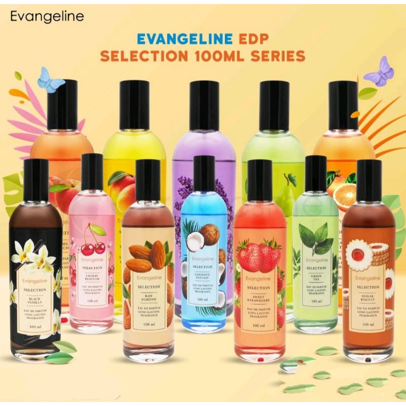 100ML EVANGELINE EAU DE PARFUME PINK WHITE SAKURA STRAWBERRY MUSK BLACK VANILLA GREEN TEA BABY POWDE