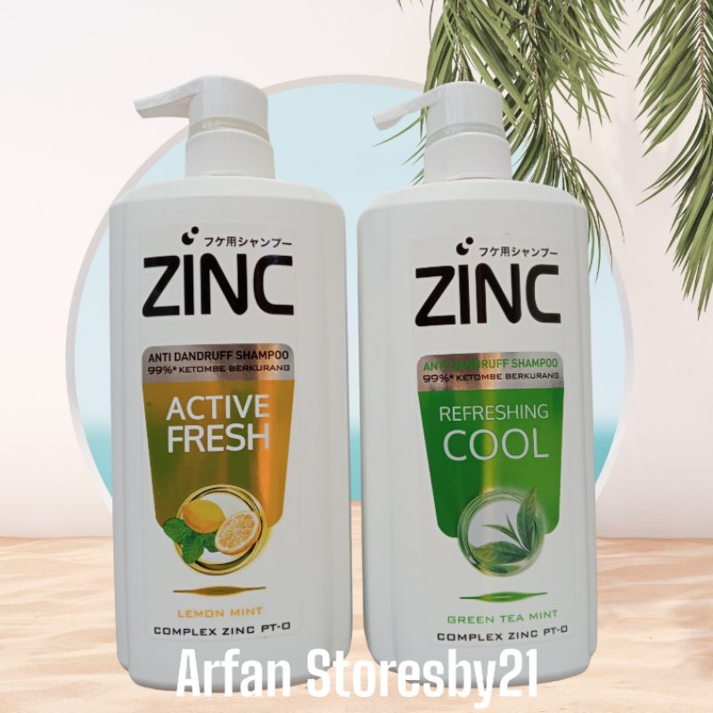 ZINK Shampoo Anti Ketombe Active Fresh Lemon Mint - Refreshing Cool Green Tea Mint Botol Pump isi 68