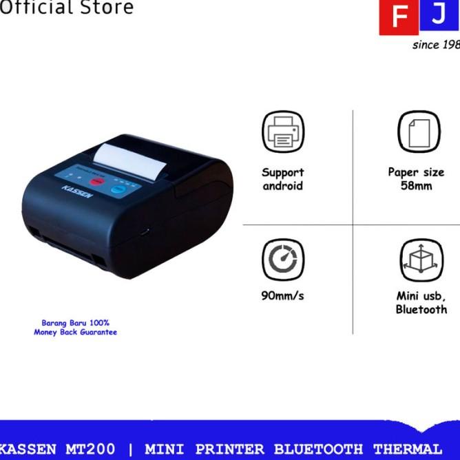 Kassen Mt200 | Mini Printer Bluetooth Thermal Mesin Kasir