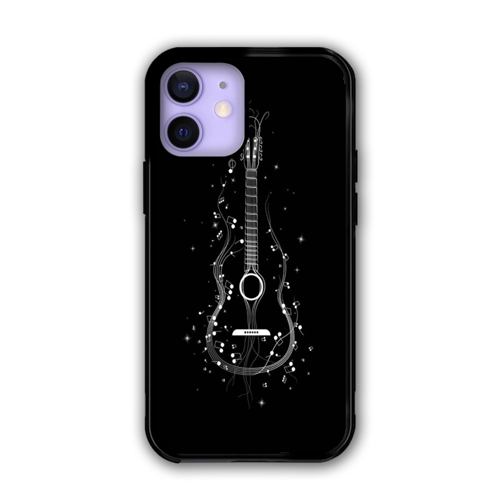 Casing Case Iphone 12 Hardcase 11 13 14 15 Pro Max Plus Custom Premium Gambar Black Gitar Art