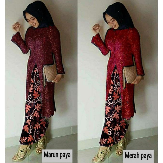 Setelan Kartika kebaya brokat kutubaru panjang L - XL rok batik setela