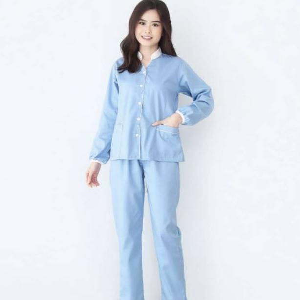 Seragam Baby Sitter Lengan Panjang Scarlett Blue / Baju Suster