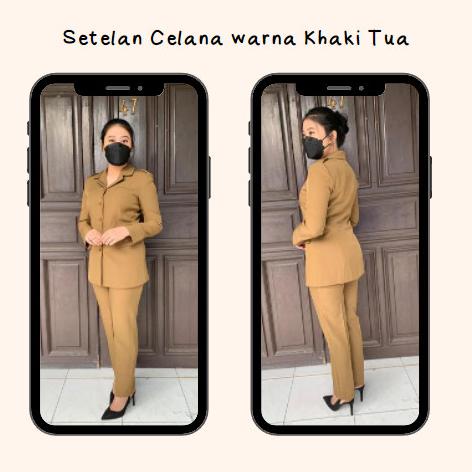 Setelan Seragam Pemda PNS 701 Vers's Blazer PNS ASN Warna Khaki Tua