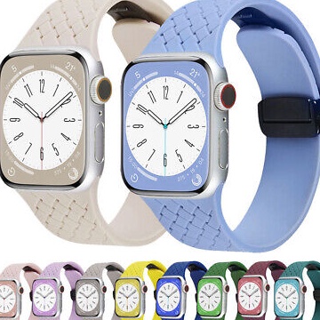 Mau Hemat?P5b5A Strap Apple Watch Silicone Magnetic Square Pattern Strap iWatch Series 1/2/3/4/5/SE/6/7/8/Ultra