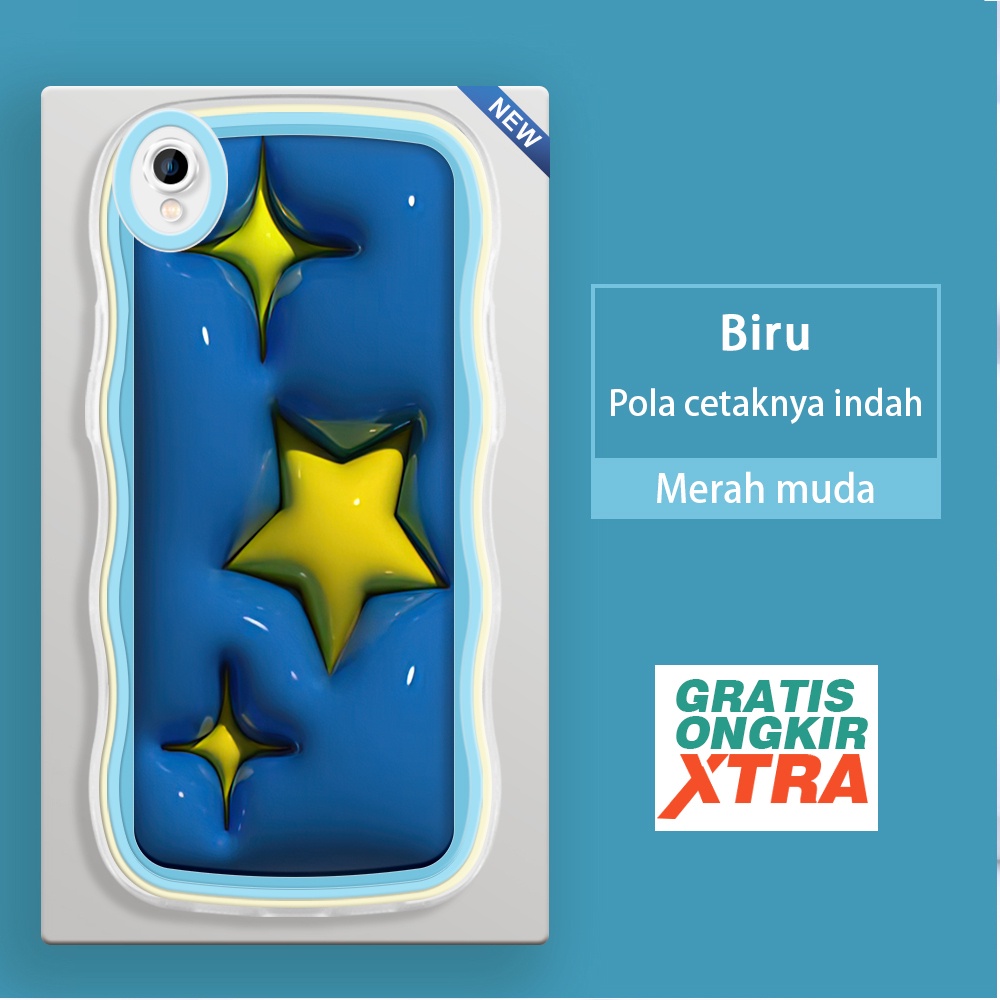 OPPO A37 A37F A53 2020 A52 A54 2021 A55 A57 2022 A59  Casing Ponsel  Pola Bintang kuning 3D  warna-w