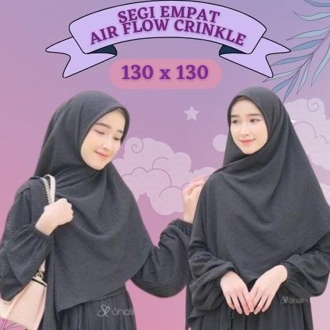 Sale HIJAB JILBAB KERUDUNG SEGIEMPAT SEGI EMPAT CRINKLE AIR FLOW 130 X 130 Termurah