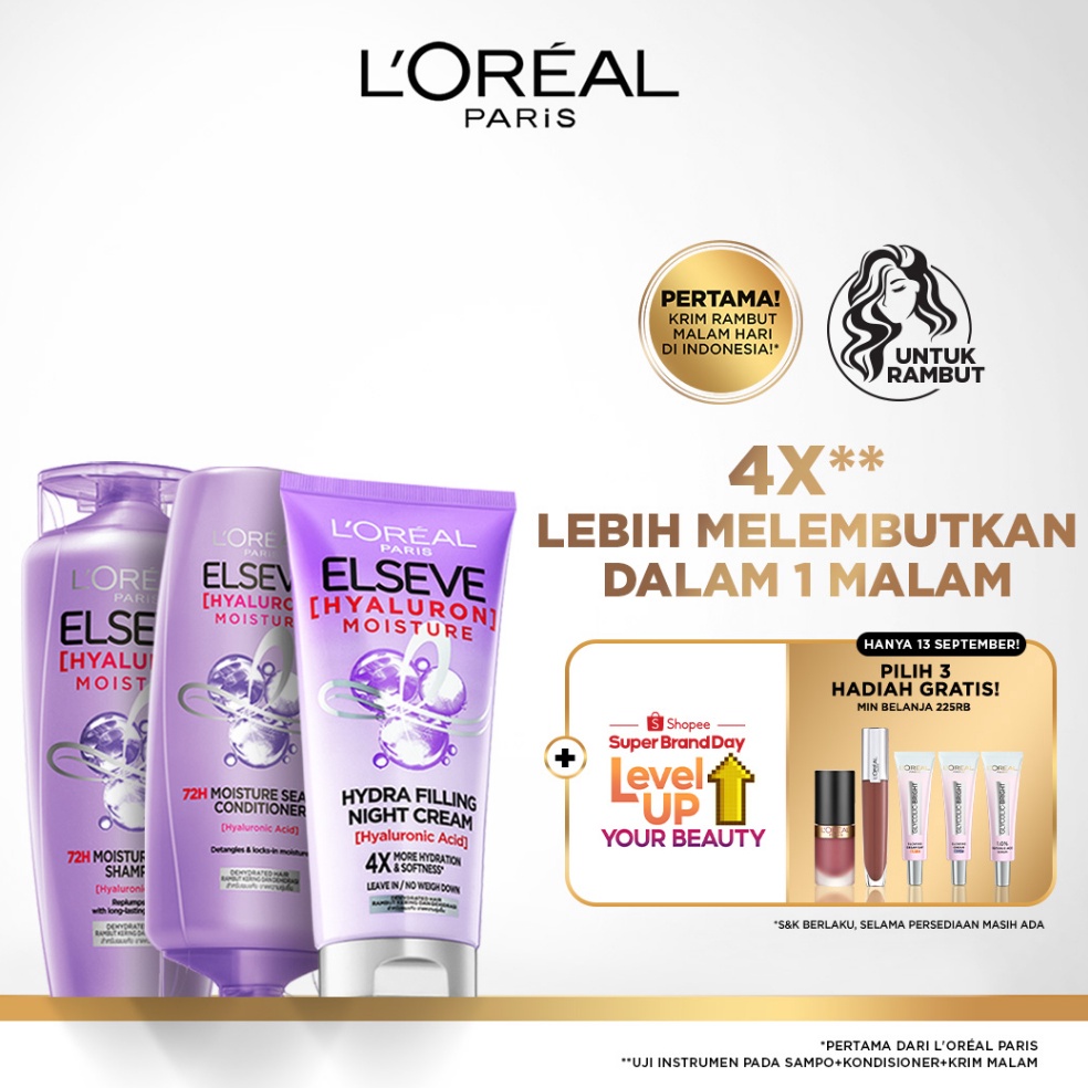 Barang baruq7Q1c L’Oréal Paris ELSEVE Hyaluronic Shampoo 280ml + Hyaluronic Conditioner 280ml + Hyal