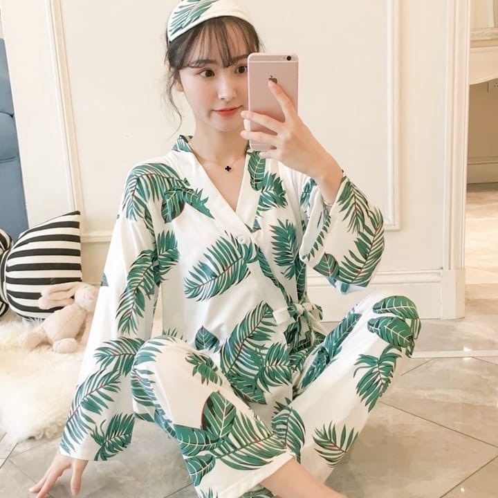 Ready setelan kimono lengan panjang/kimono wanita/baju tidur kimono