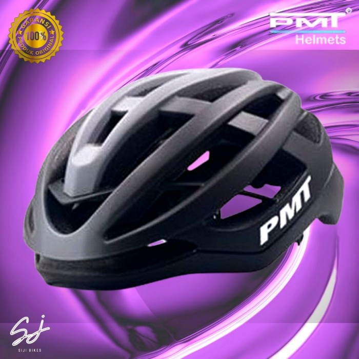 HELM PMT HAYES BLACK GREY GRADIENT ORIGINAL ROAD BIKE MTB SEPEDA AERO