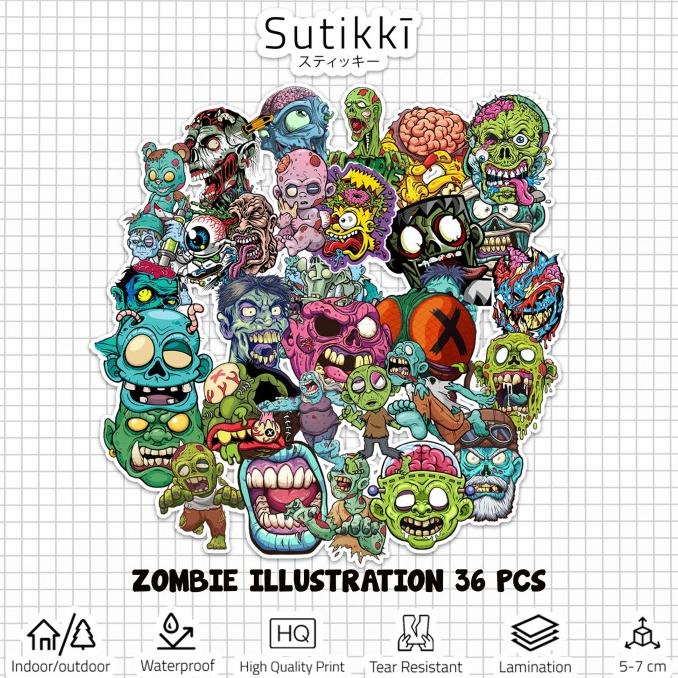 

><><><] Sticker Pack Zombie Horor Halloween Ghost Vampire Stiker Laptop Vinyl