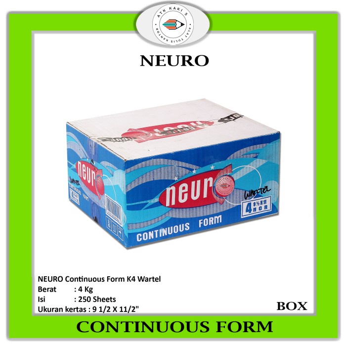 

Continous Form 91/2 x 11/2 4Ply/2 ( K4 Wartel ) Neuro/Kertas Komputer BRG BARU