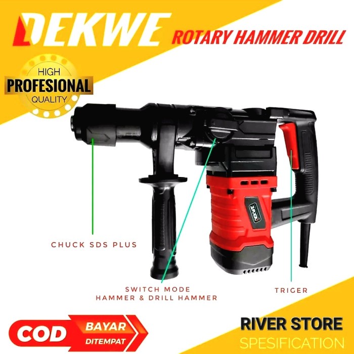 Mesin Bor Hammer Drill DEKWE 26MM Rotary Hammer Bobok Beton DK-8026