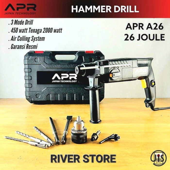 Mesin Bor Hammer / Hammer Drill APR Japan Quality Type A26 - 3 Fitur