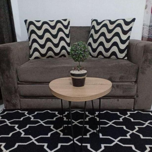 Meja Nakas Kayu Kaki Besi Coffee Table Side Minimalis