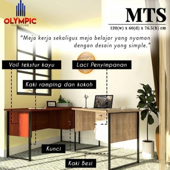 (Khusus Kargo) Olympic Meja Kantor Biro Kaki Besi Meja Kerja