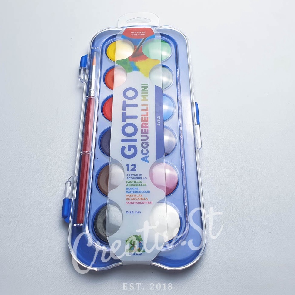 

Terbaru Giotto Acquerelli MINI 12 Warna Cat Air 23 mm Padat Giotto Watercolor Solid Water Color ↑COD