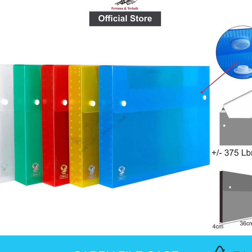 

(I6P ☆❦) EAGLE Carry File Box Transparan Tebal 4 Cm F4 (Folio) / Tas Dokumen / Map Dokumen 2 Kancing - trending.