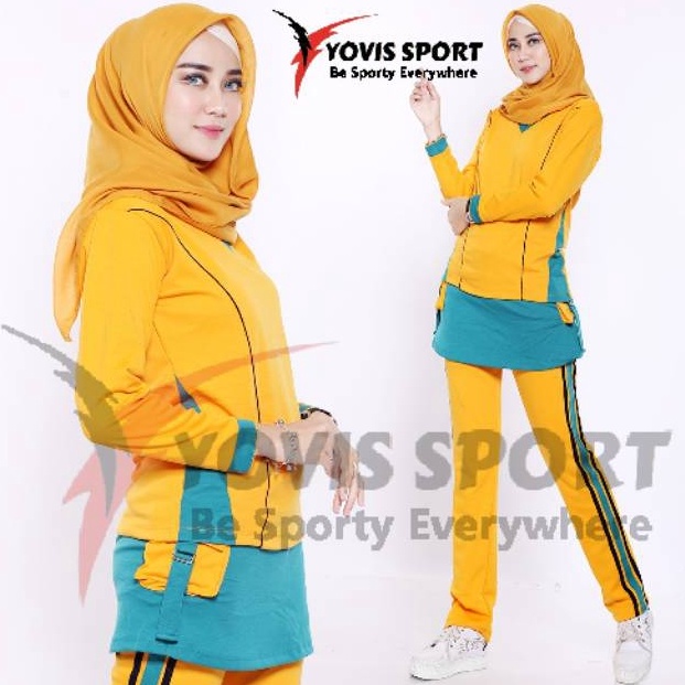 TERLARIS Stelan senam wanita /baju senam /celana senam Yovis Sport / setelan plat/Setelan senam musl