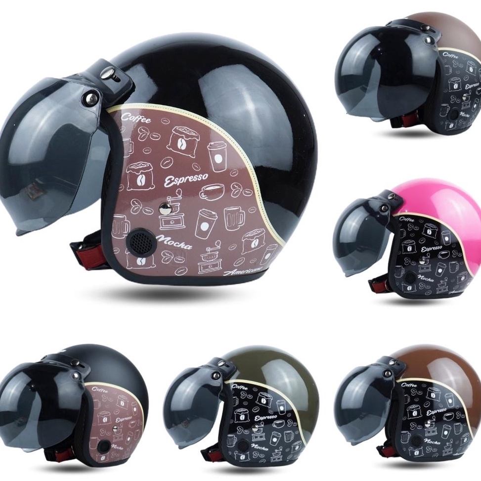 Harga Termurah.. Helm Bogo Motif Kopi Doraemon Panda Retro Dewasa SNI