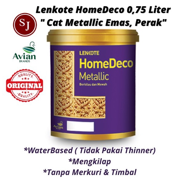 Booming.. Cat Emas / Cat Warna Emas LENKOTE HOMEDECO METALLIC PAINT CAT BESI BETON GYPSUM KAYU WATER