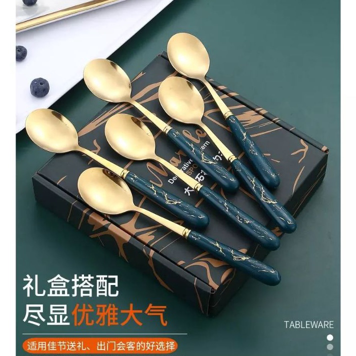 ➣✷✮ Sendok Makan Marble isi 6pcs Sendok Viral Sendok Korea