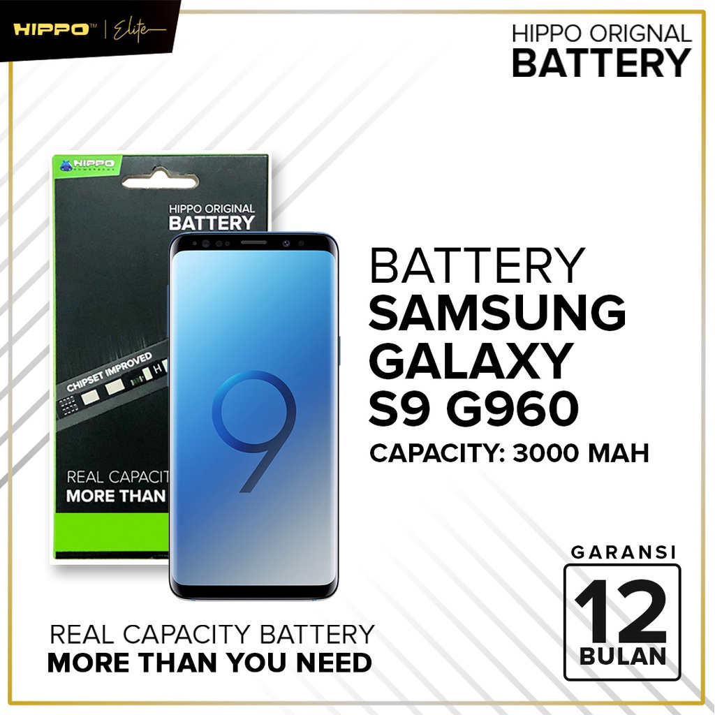 Baterai Hippo SAMSUNG GALAXY S9 / G960 3000mah Original Batere Premium Batu Batre Batrai Handphone Garansi Resmi