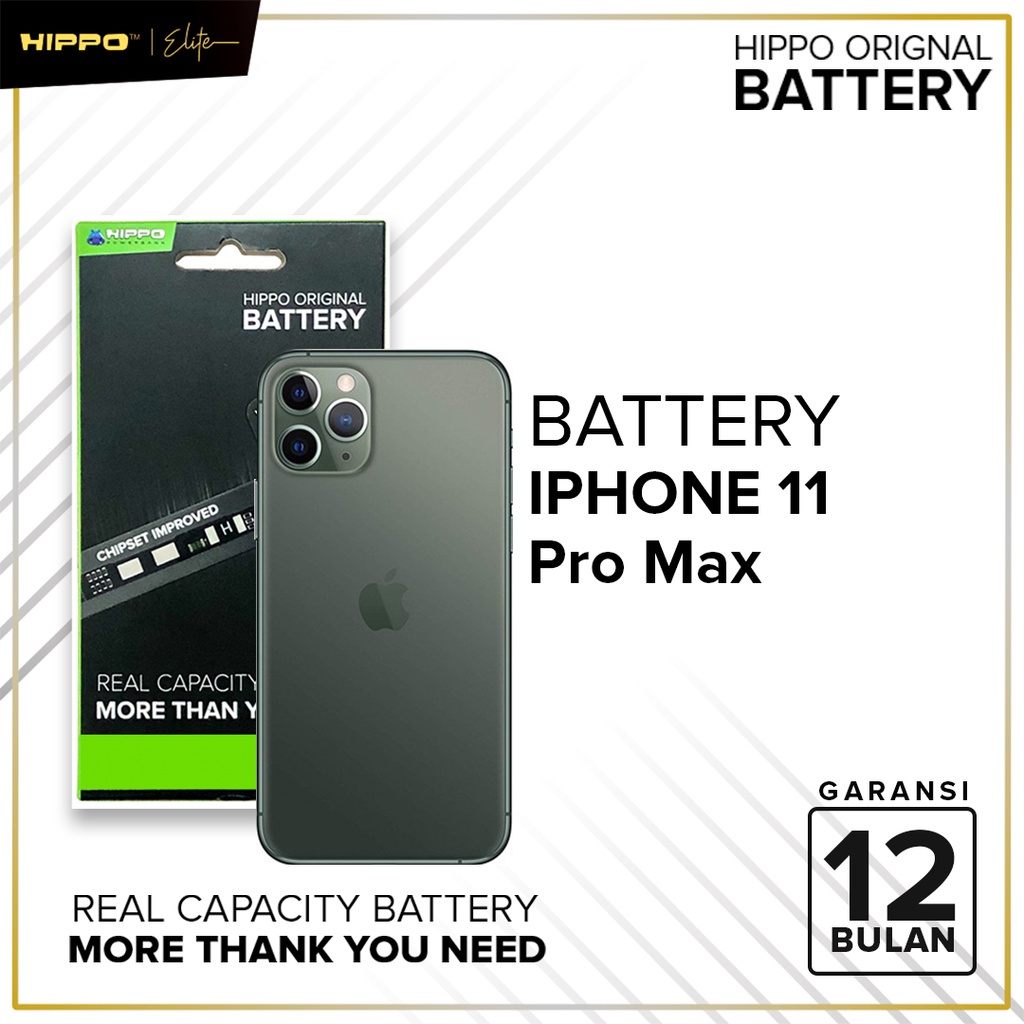 Hippo Baterai Baterry 100% ORI Baterai Iphone 11 Pro Max 3969mAh Original Batere Premium Batu Batre Batrai Handphone Garansi Resmi