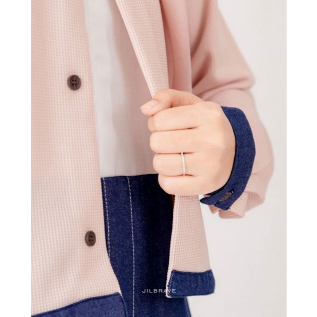 Ruby Dress Jilbrave Gas Cute Ala Korea Dengan Outer Bahan Waffle Knit Menyatu X Rok Jeans