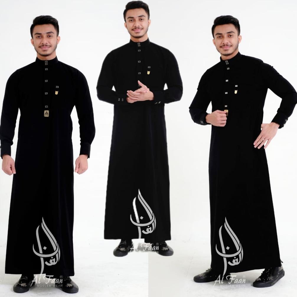 PREMIUM Jubah Pria Gamis Pria Jubah Hitam gamis jubah muslim pria jubba alfaan busana muslim model a
