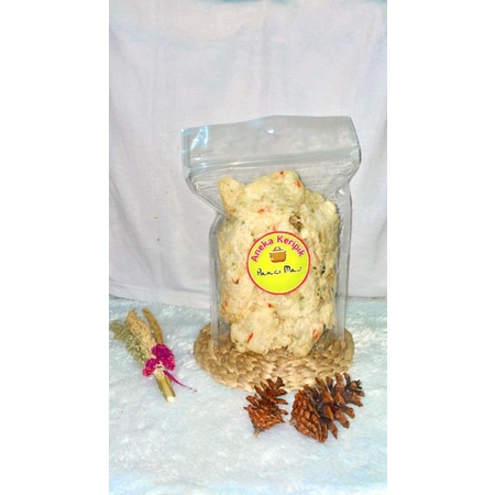 

keripik bawang nasi asin gurih kemasan standing pouch